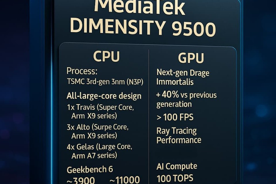 MediaTek Dimensity 9500: Nâng cấp đột phá GPU và hiệu suất Ray Tracing