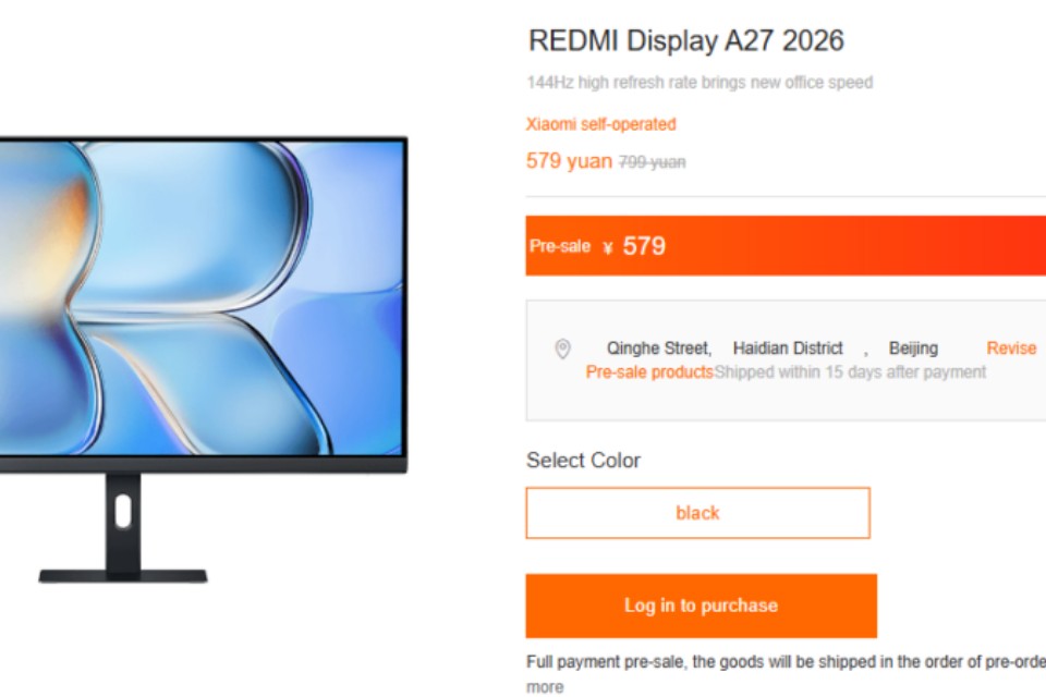 Redmi A27 2026 ra mắt: Màn hình 27 inch 144Hz, IPS, tối ưu cho game thủ & dân văn phòng