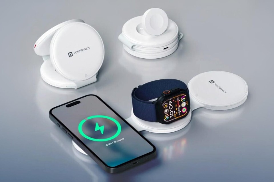 Portronics ChargeMate Trio: Sạc Không Dây 3 trong 1 đa năng cho mọi tín đồ du lịch